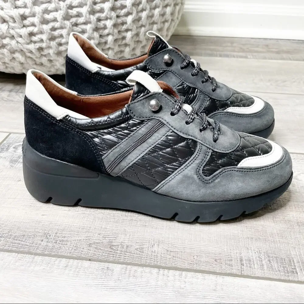 Hispanitas Rielle Suede Quilted Chunky Sneakers Black Size 38 - Picture 2 of 8
